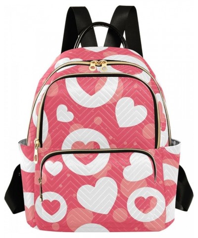 Women's Small Fashion Backpack Cute Hearts Print Ladies Travel Daypack Aesthetic Shoulder Bag 10.2×5.1×12.5 IN $12.80 Backpacks