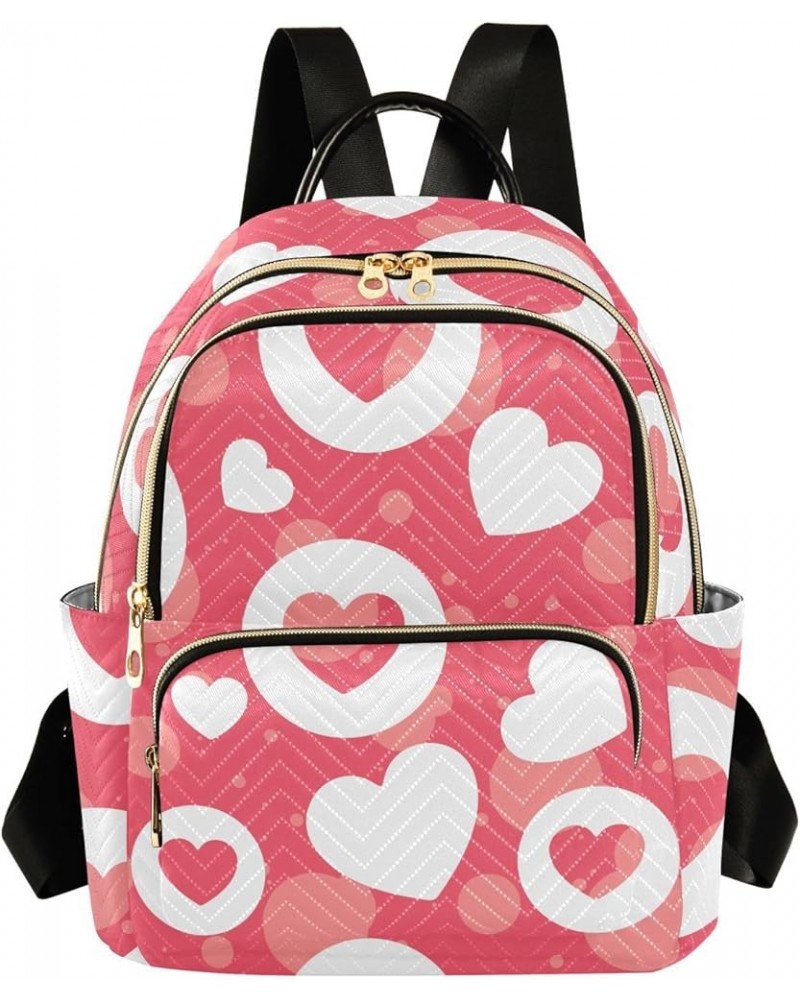 Women's Small Fashion Backpack Cute Hearts Print Ladies Travel Daypack Aesthetic Shoulder Bag 10.2×5.1×12.5 IN $12.80 Backpacks