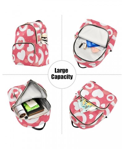 Women's Small Fashion Backpack Cute Hearts Print Ladies Travel Daypack Aesthetic Shoulder Bag 10.2×5.1×12.5 IN $12.80 Backpacks