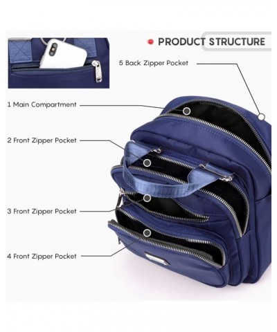 Women's Backpack Multifunction Large Capacity Travel Shoulder Bags Waterproof Nylon Multiple Pockets Bag Navy $10.58 Backpacks