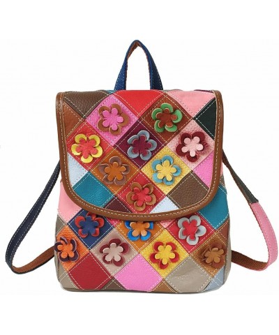 Diamond Colorful Leather Shoulder Bag Flower Backpack Women's Multi-Color Design Shoulder Bag Purses $58.97 Backpacks