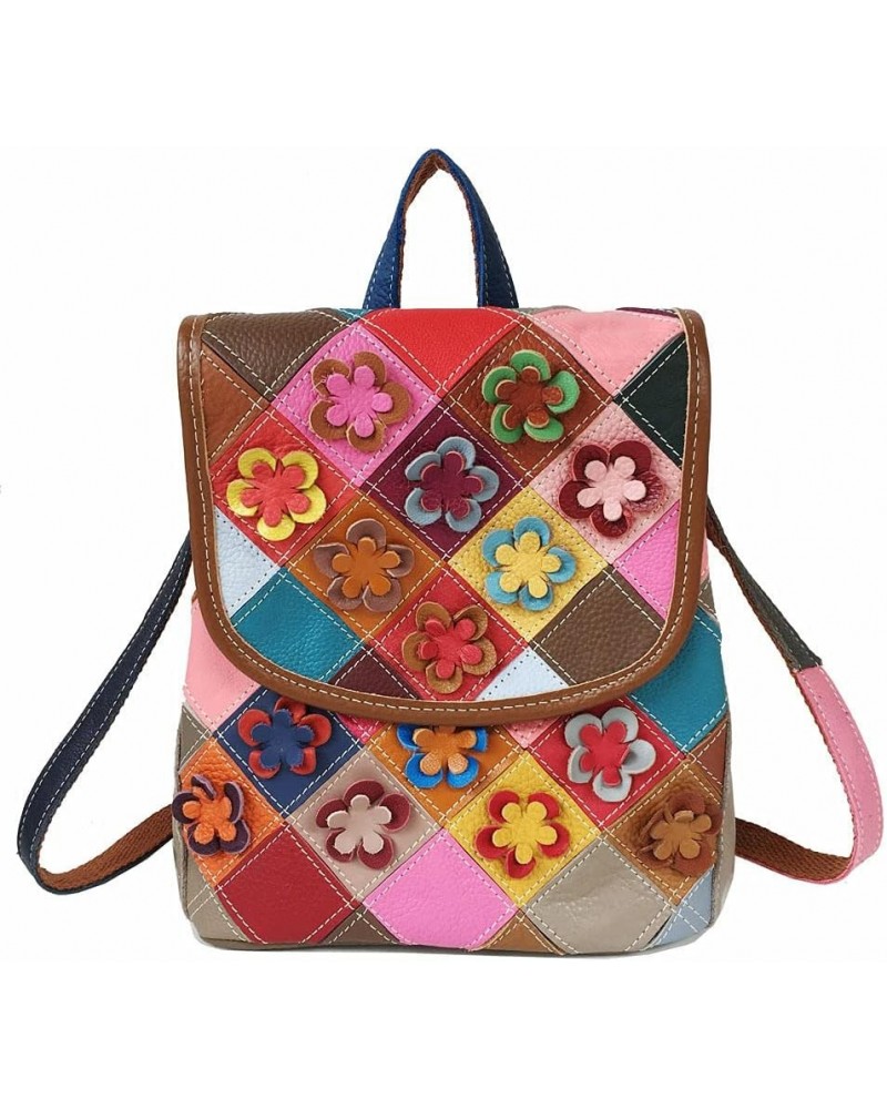 Diamond Colorful Leather Shoulder Bag Flower Backpack Women's Multi-Color Design Shoulder Bag Purses $58.97 Backpacks