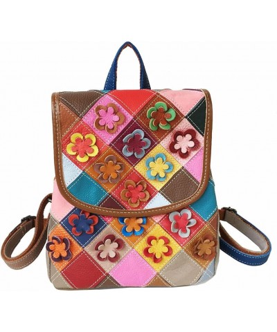 Diamond Colorful Leather Shoulder Bag Flower Backpack Women's Multi-Color Design Shoulder Bag Purses $58.97 Backpacks