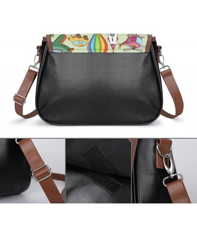 Printed Crossbody Bags Women City Leather Shoulder Bag Satchel Hobo Bags Trendy Chicken Art Painting Color6 $18.49 Hobo Bags