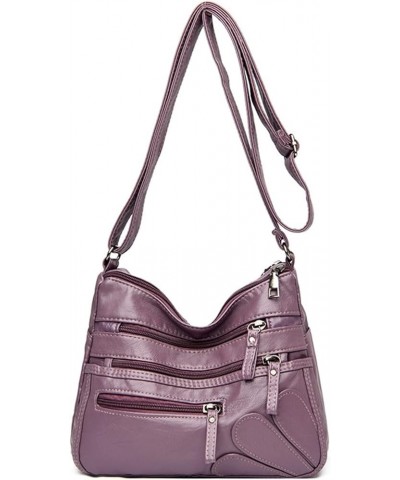 Women's Bag Washed PU Leather Crossbody Bag Multifunction Messenger Bag Large Capacity Lady Handbag Purple Style4 $14.07 Shou...