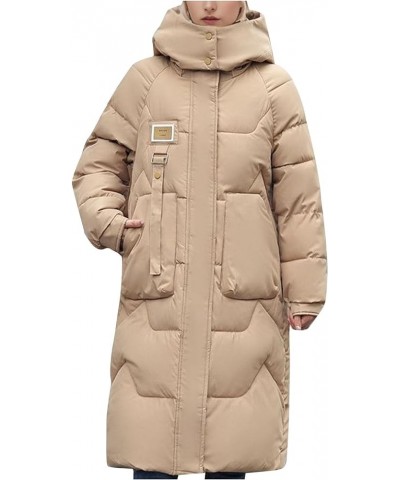 Womens Winter Thicken Puffer Coat Warm Snow Jacket Maxi Windproof Quilted Puffy Outwear with Hood Windbreaker Parka Khaki $32...