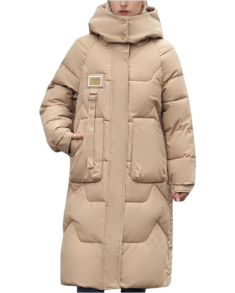 Womens Winter Thicken Puffer Coat Warm Snow Jacket Maxi Windproof Quilted Puffy Outwear with Hood Windbreaker Parka Khaki $32...