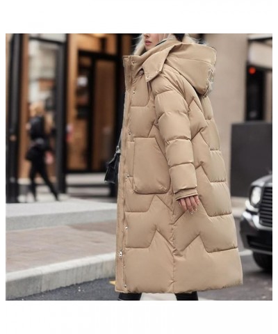 Womens Winter Thicken Puffer Coat Warm Snow Jacket Maxi Windproof Quilted Puffy Outwear with Hood Windbreaker Parka Khaki $32...