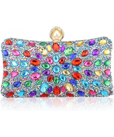 Pearl Clasp Crystal Clutch Lane Color diamond lady's handbag Purses for Women's Evening Handbags Wedding Party Bag Blue $13.1...