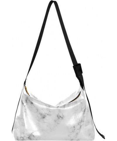 Gray Marble Texture Crossbody Bags for Women PU Leather Large Shoulder Bag Hobo Purse $13.20 Hobo Bags