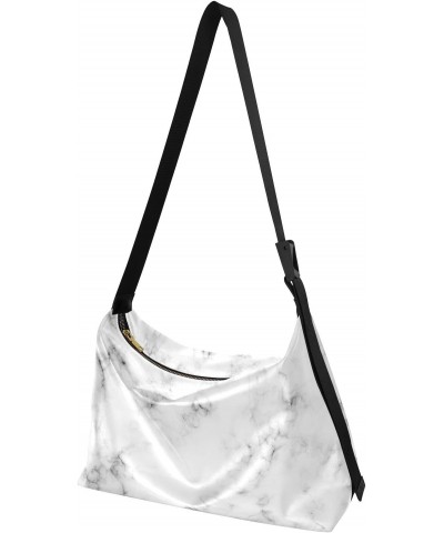 Gray Marble Texture Crossbody Bags for Women PU Leather Large Shoulder Bag Hobo Purse $13.20 Hobo Bags