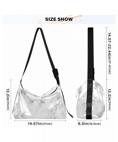 Gray Marble Texture Crossbody Bags for Women PU Leather Large Shoulder Bag Hobo Purse $13.20 Hobo Bags