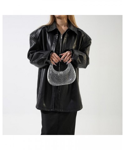 Acrylic Women's Evening Bag Acrylic Top-handle Bag for Women Moon Shape Unique Transparent Evening Handbag Transparent $15.60...