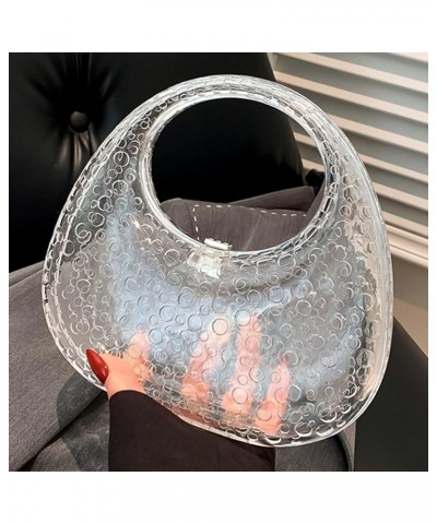 Acrylic Women's Evening Bag Acrylic Top-handle Bag for Women Moon Shape Unique Transparent Evening Handbag Transparent $15.60...