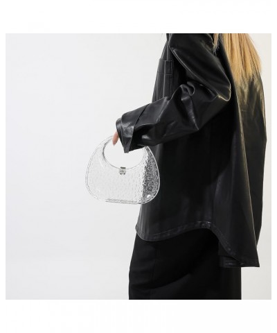 Acrylic Women's Evening Bag Acrylic Top-handle Bag for Women Moon Shape Unique Transparent Evening Handbag Transparent $15.60...