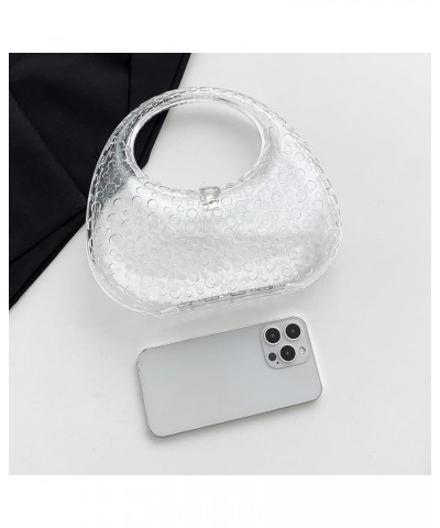 Acrylic Women's Evening Bag Acrylic Top-handle Bag for Women Moon Shape Unique Transparent Evening Handbag Transparent $15.60...