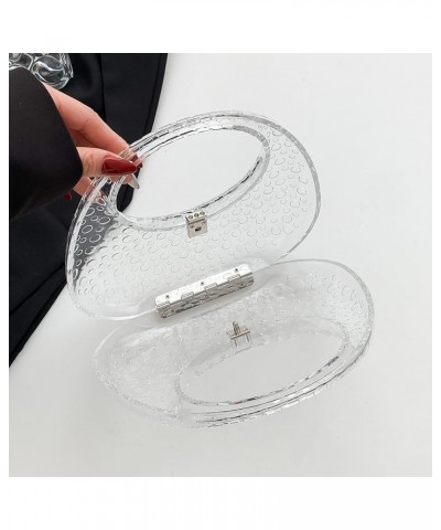 Acrylic Women's Evening Bag Acrylic Top-handle Bag for Women Moon Shape Unique Transparent Evening Handbag Transparent $15.60...