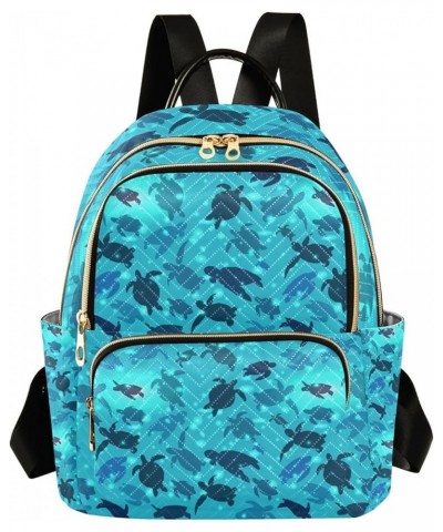 Ocean Women Backpack Blue Ocean Sea Turtle Cute Anti-Theft Travel Backpack with Luggage Belt Lightweight Handbag Lady Purse R...