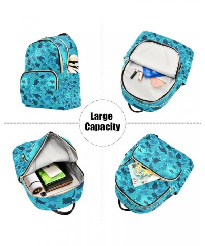 Ocean Women Backpack Blue Ocean Sea Turtle Cute Anti-Theft Travel Backpack with Luggage Belt Lightweight Handbag Lady Purse R...