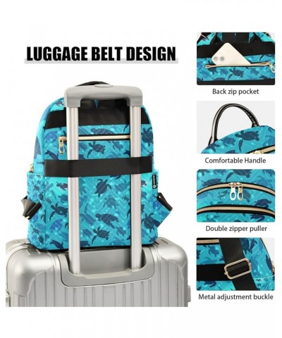 Ocean Women Backpack Blue Ocean Sea Turtle Cute Anti-Theft Travel Backpack with Luggage Belt Lightweight Handbag Lady Purse R...