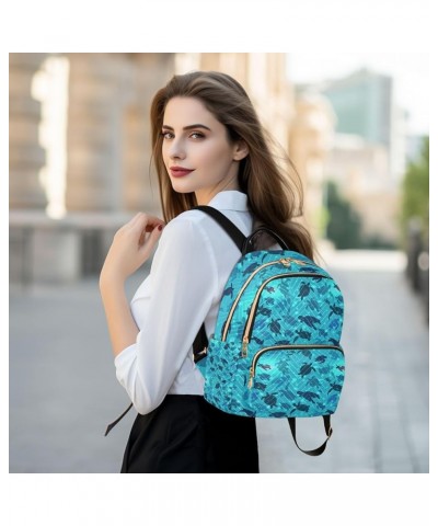 Ocean Women Backpack Blue Ocean Sea Turtle Cute Anti-Theft Travel Backpack with Luggage Belt Lightweight Handbag Lady Purse R...