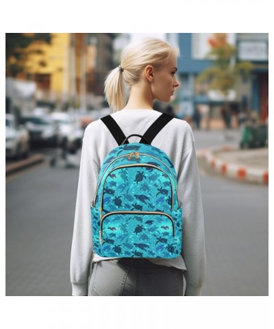 Ocean Women Backpack Blue Ocean Sea Turtle Cute Anti-Theft Travel Backpack with Luggage Belt Lightweight Handbag Lady Purse R...