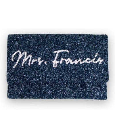 Personalized Mrs Clutch Bag, Wedding Clutch Bag for Bridal Shower, Bachelorette, Custom Evening Purse for Women Navy $44.80 E...