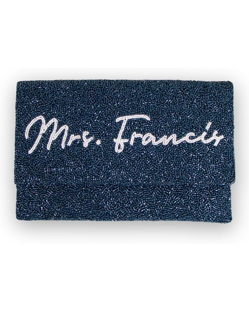 Personalized Mrs Clutch Bag, Wedding Clutch Bag for Bridal Shower, Bachelorette, Custom Evening Purse for Women Navy $44.80 E...