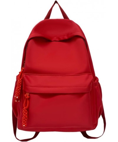 Women Shop Rusk Nylon Ladi Fashion Knapsk Solid Color Casl Lar-ity Smooth er Outdoor Red $10.34 Backpacks