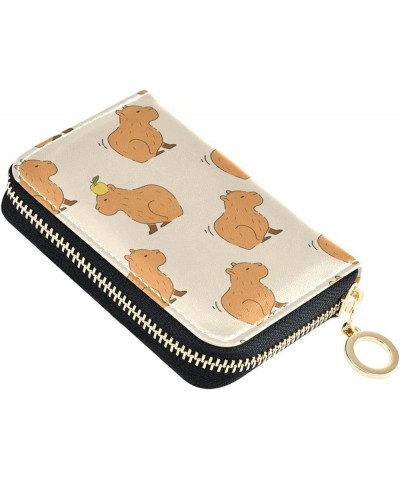 RFID Credit Card Holder Cute Sea Otters Leather With Zipper Card Case Wallet for Women Girls Color 41 $9.50 Wallets