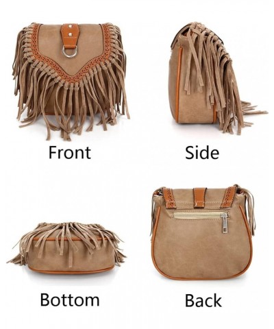 Women Shoulder Bag Bohemian Tassel Messenger Bags Frosted Small Handbag Purse Black $17.39 Shoulder Bags