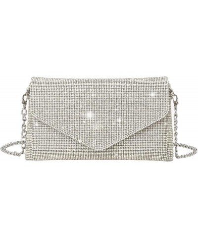 Women's Evening Bag Rhinestone Glitter Handbags Chain Crossbody Shoulder Bag Rhinestone Bag Clutch Bag Purses Sliver $17.14 E...