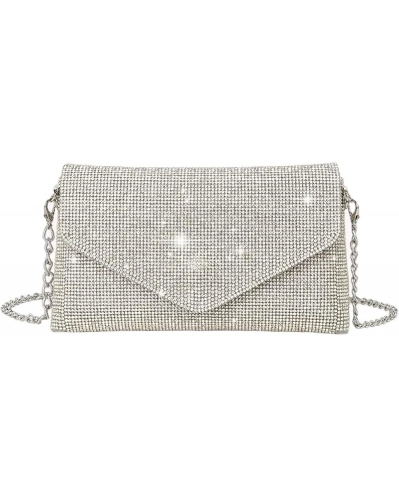 Women's Evening Bag Rhinestone Glitter Handbags Chain Crossbody Shoulder Bag Rhinestone Bag Clutch Bag Purses Sliver $17.14 E...