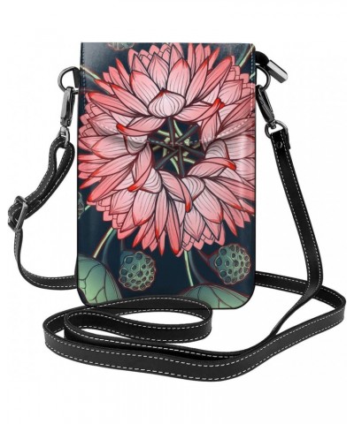 Lotus Seedpod Leather Small Crossbody Bags for Women Cell Phone Bag Wallet Purses $14.61 Crossbody Bags