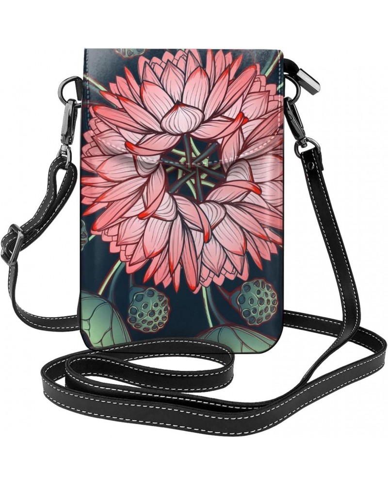 Lotus Seedpod Leather Small Crossbody Bags for Women Cell Phone Bag Wallet Purses $14.61 Crossbody Bags