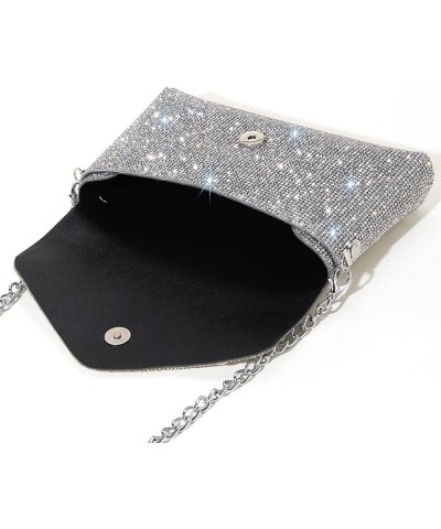 Women's Evening Bag Rhinestone Glitter Handbags Chain Crossbody Shoulder Bag Rhinestone Bag Clutch Bag Purses Sliver $17.14 E...