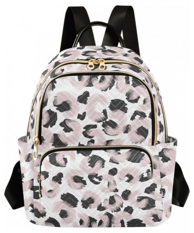 Abstract Pink Blackleopard Skin Women Backpack Purse Shoulder Bag Color Medium $19.79 Backpacks