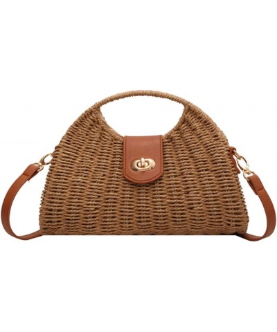 Women's Straw Crossbody Bag Handwoven Rattan Summer Beach Handbag Bohemian Bag Straw Hobo Bag Handmade Wallet Khaki $14.39 Cr...