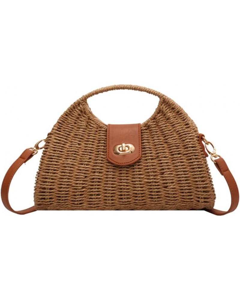 Women's Straw Crossbody Bag Handwoven Rattan Summer Beach Handbag Bohemian Bag Straw Hobo Bag Handmade Wallet Khaki $14.39 Cr...