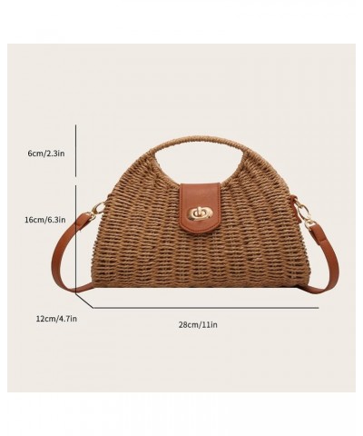 Women's Straw Crossbody Bag Handwoven Rattan Summer Beach Handbag Bohemian Bag Straw Hobo Bag Handmade Wallet Khaki $14.39 Cr...