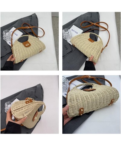 Women's Straw Crossbody Bag Handwoven Rattan Summer Beach Handbag Bohemian Bag Straw Hobo Bag Handmade Wallet Khaki $14.39 Cr...