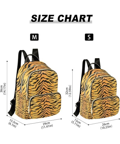 Travel Backpack Purse for Women Fashion Anti-theft Work Casual Orange Black Tiger Stripe Daypack Shoulder Bag Medium Size Sma...