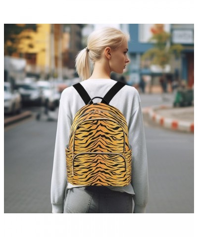 Travel Backpack Purse for Women Fashion Anti-theft Work Casual Orange Black Tiger Stripe Daypack Shoulder Bag Medium Size Sma...