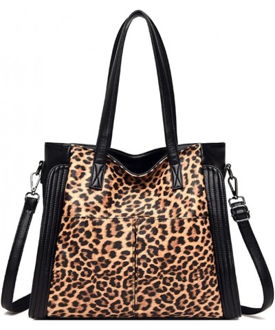 PU Leather Leopard Zebra Hobo Tote Bag Large Crossbody Bag for Women Leopard $22.67 Hobo Bags