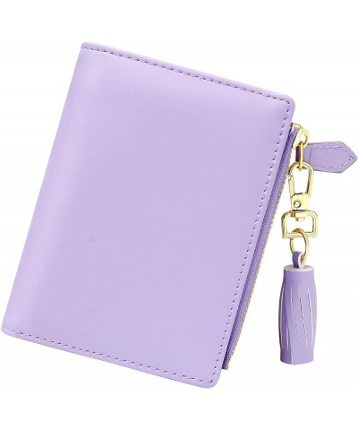 Small Wallets for Women Bifold Slim Coin Purse Zipper ID Card Holder A - Smooth PU Light Purple $10.19 Wallets