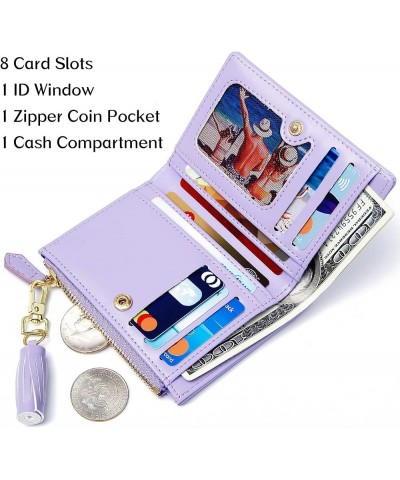 Small Wallets for Women Bifold Slim Coin Purse Zipper ID Card Holder A - Smooth PU Light Purple $10.19 Wallets