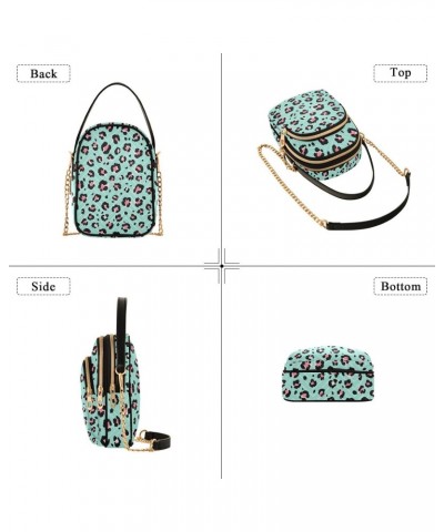 Leopard Small Crossbody Handbag for Women Mini Over Shoulder Purse with Three Zippered Pockets Durable Shoulder Bag for Trave...