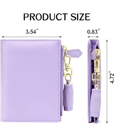 Small Wallets for Women Bifold Slim Coin Purse Zipper ID Card Holder A - Smooth PU Light Purple $10.19 Wallets