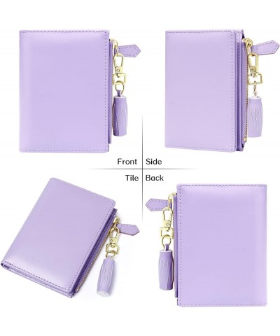 Small Wallets for Women Bifold Slim Coin Purse Zipper ID Card Holder A - Smooth PU Light Purple $10.19 Wallets