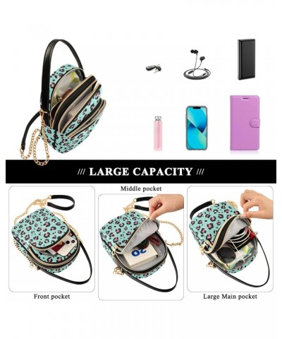 Leopard Small Crossbody Handbag for Women Mini Over Shoulder Purse with Three Zippered Pockets Durable Shoulder Bag for Trave...